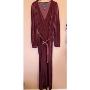 Modcloth Burgundy Velvet Wrap Jumpsuit